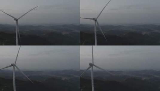 大气风电场清晨航拍高清在线视频素材下载