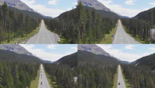 无人机拍摄的瑞士阿尔卑斯山山谷公路高清在线视频素材下载