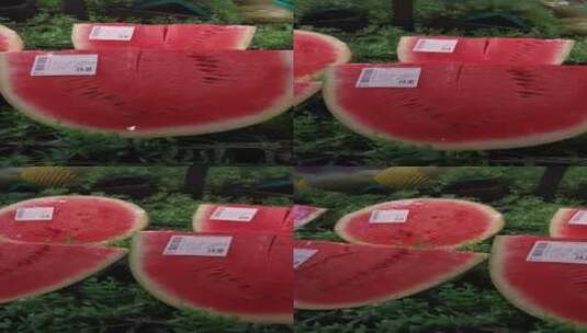 超市中售卖的分切好的西瓜高清在线视频素材下载