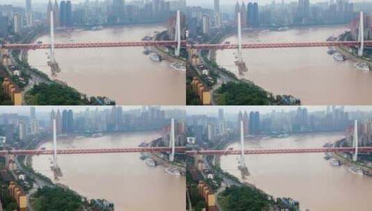航拍重庆跨江大桥高清在线视频素材下载