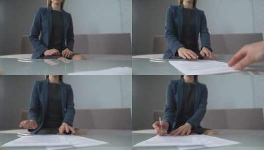 女士签署离婚文件高清在线视频素材下载