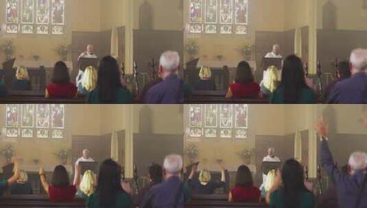 牧师在给天主教教徒演讲高清在线视频素材下载