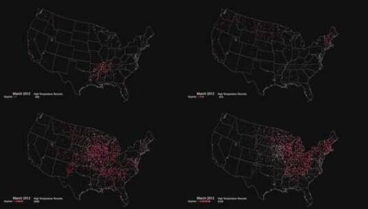 数字动画显示2012年美国创下的高温记录高清在线视频素材下载