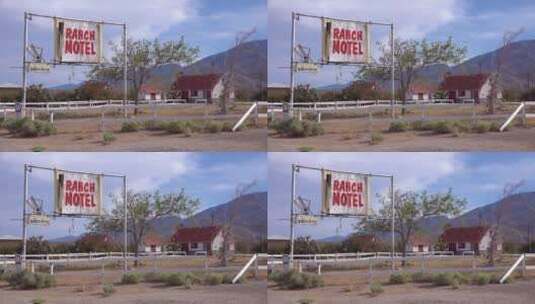 乡村公路旁废弃的牧场汽车旅馆高清在线视频素材下载