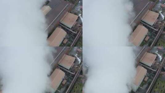钢铁制造厂排放的烟气高清在线视频素材下载