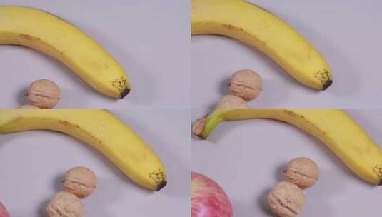 水果干果坚果香蕉苹果核桃高清在线视频素材下载