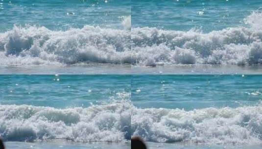 海浪拍打着海滩高清在线视频素材下载