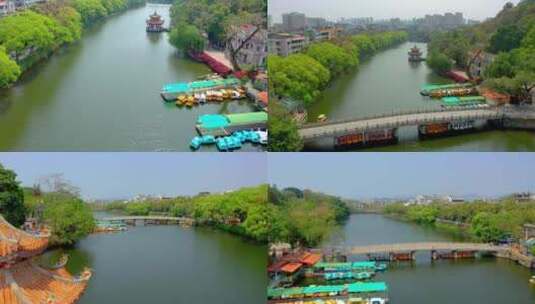 航拍城市河流景观高清在线视频素材下载