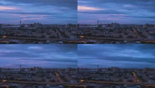珠江广州塔城市建筑黄昏晚霞云彩延时高清在线视频素材下载