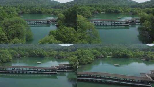 航拍杭州西湖浴鹄湾风景高清在线视频素材下载