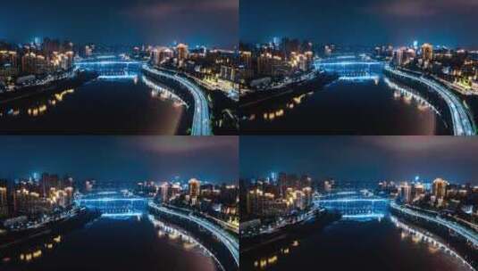 4K重庆桥梁江景夜景延时高清在线视频素材下载