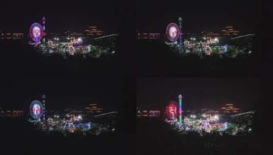 城市游乐场夜晚的霓虹灯高清在线视频素材下载