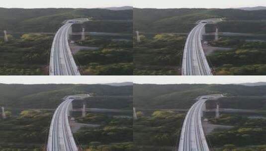航拍高铁轨道高架桥竖屏高清在线视频素材下载