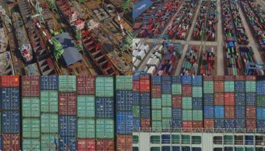 国际贸易货柜码头高清在线视频素材下载