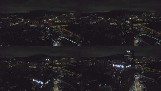 广州天河中泰保利中汇东站航拍夜景高清在线视频素材下载