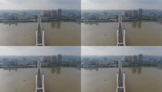 航拍湖南湘潭三大桥高清在线视频素材下载