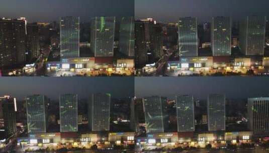 航拍湖北宜昌万达广场夜景高清在线视频素材下载