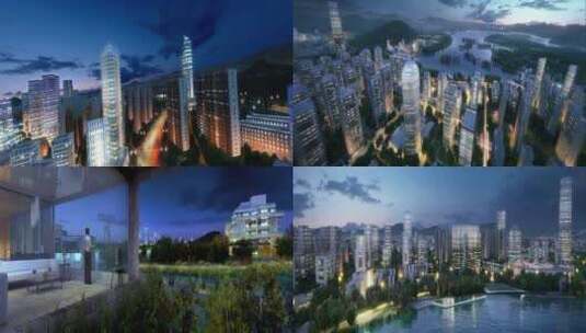 三维城市宣传片建筑漫游动画城市夜景动画高清在线视频素材下载