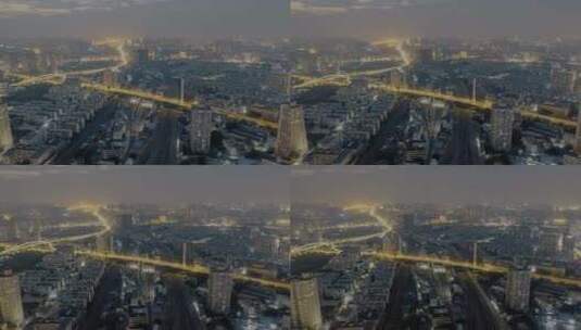 郑州解放路立交桥夜景航拍延时摄影HDR高清在线视频素材下载