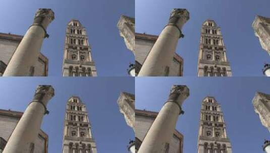 克罗地亚大教堂塔楼景观高清在线视频素材下载