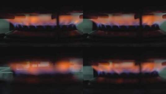 虚实变换的天然气燃气炉具火苗火焰空境转场高清在线视频素材下载