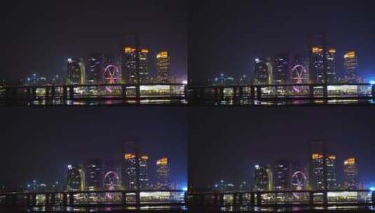 泉州东海泰禾夜景城市夜景江滨晋江大桥夜景高清在线视频素材下载