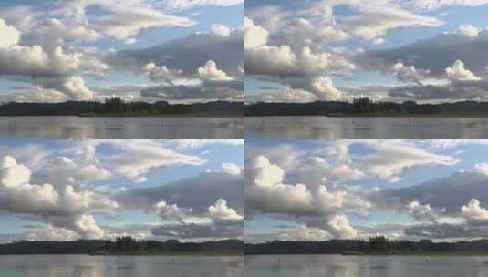 湖面上空美丽的云景高清在线视频素材下载