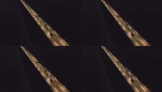 九江长江大桥夜景鸟瞰视频高清在线视频素材下载