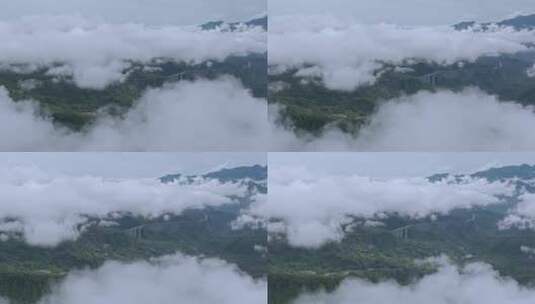 高清航拍雅西高速穿云自然风光公路高清在线视频素材下载