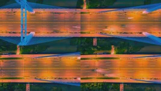 城市交通桥梁夜景车流航拍延时俯拍高清在线视频素材下载