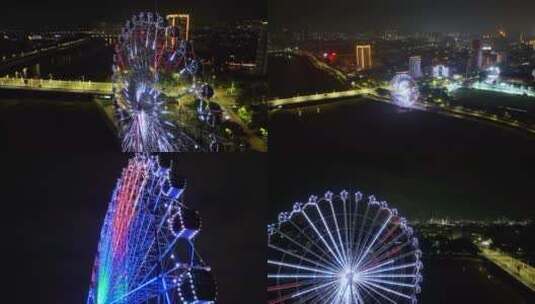 茂名摩天轮城市夜景高清在线视频素材下载
