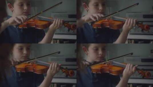 拉小提琴的孩子高清在线视频素材下载