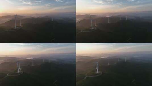 航拍山区风力发电自然风光高清在线视频素材下载