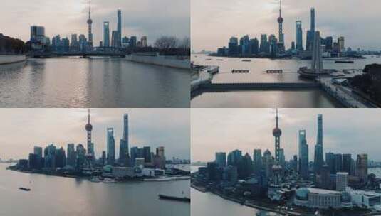 苏州河航拍空镜高清在线视频素材下载