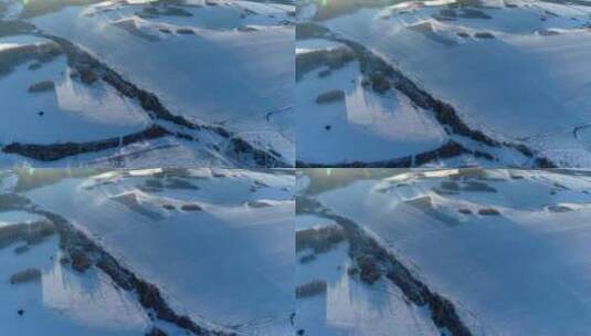 航拍内蒙古林区林海雪原高清在线视频素材下载