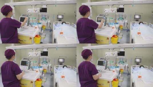 ICU护士正在操作仪器高清在线视频素材下载