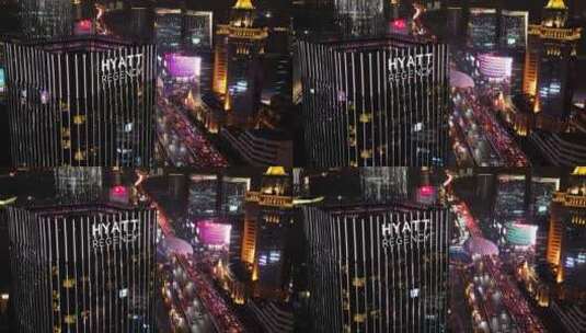 上海五角场4k夜景航拍高清在线视频素材下载