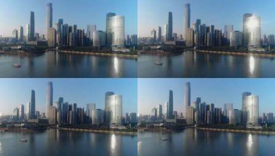 广州珠江沿岸建筑群航拍4k视频素材高清在线视频素材下载