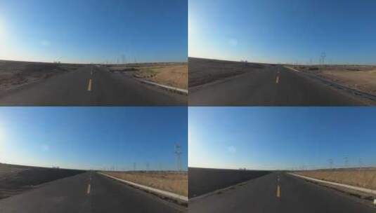 第一视角骑行在西部荒野公路上高清在线视频素材下载