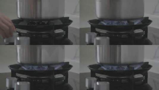 猛火灶 燃气灶 大火 做饭 厨房高清在线视频素材下载