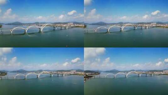 广东省潮州市金山大桥航拍风光高清在线视频素材下载