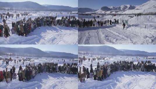 新疆和木冬季雪景高清在线视频素材下载