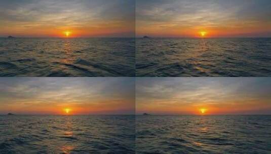 航拍大海日出日落唯美风景高清在线视频素材下载
