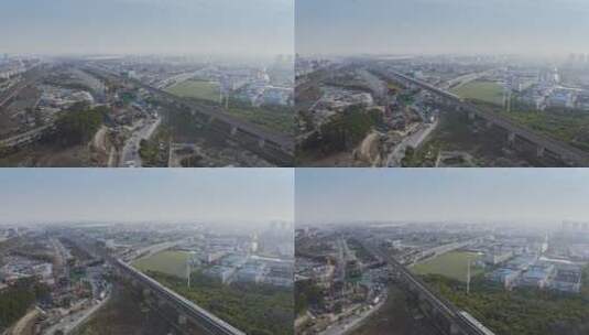 航拍上海城市轨道交通高清在线视频素材下载