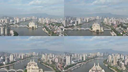 福州中洲岛航拍解放大桥闽江航拍60帧素材高清在线视频素材下载
