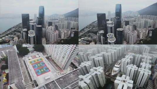 香港城市大楼高楼大厦居民区航拍实拍4K素材高清在线视频素材下载
