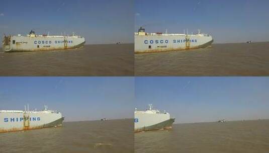 长江中行驶的运输船舶高清在线视频素材下载
