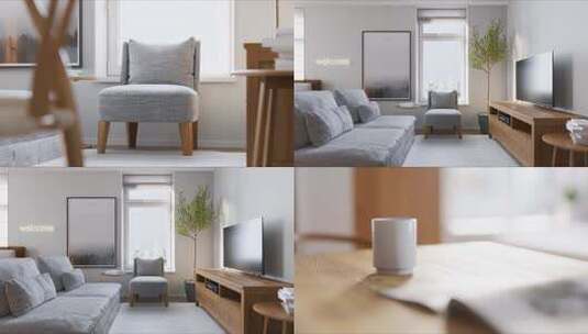 客厅 家具 三维明亮客厅 沙发 三维客厅高清在线视频素材下载
