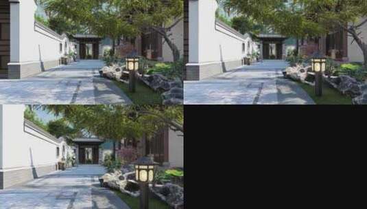 中式庭院 三维庭院  园林景观高清在线视频素材下载