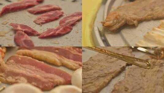 韩式铁板烤肉特写合集高清在线视频素材下载